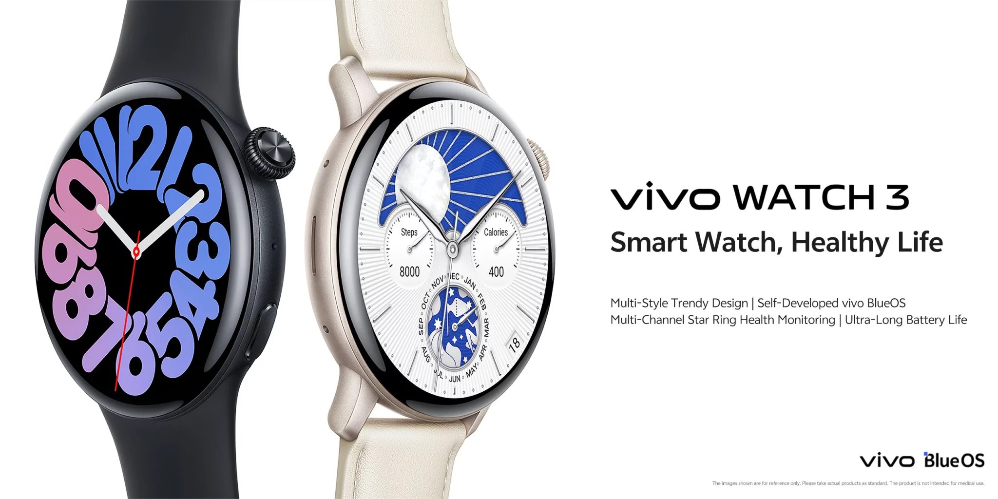 ساعة Vivo Watch 3 أصبحت عالمية مع نظام BlueOS ومتتبع الصحة متعدد القنوات وعمر بطارية يصل إلى 16 يومًا