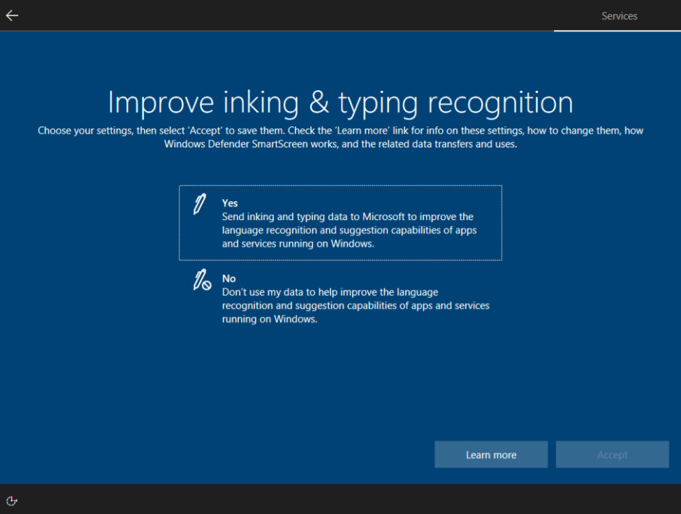 improve inking and typing recognition